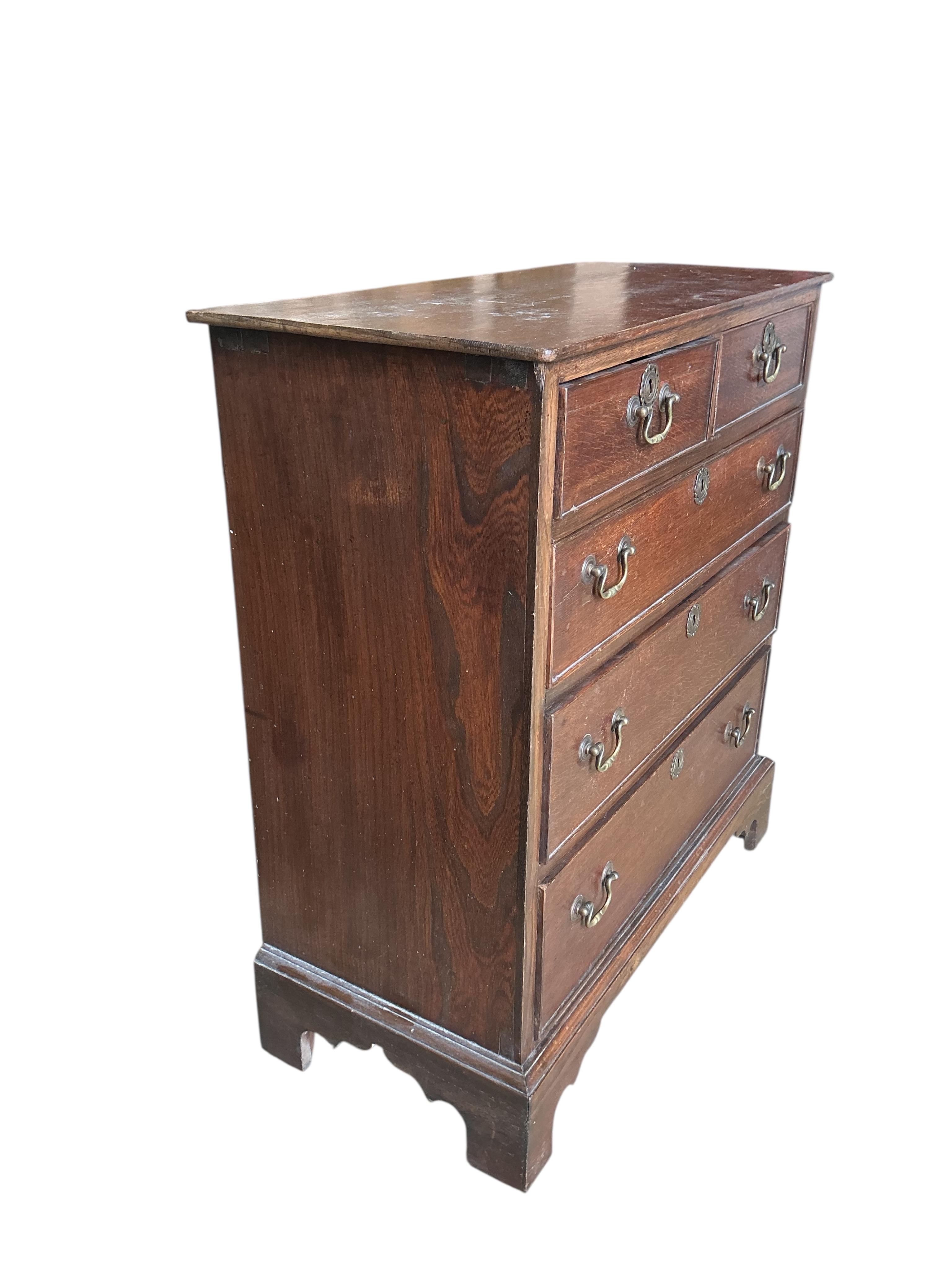 A small George III and later oak chest, width 71cm, depth 34cm, height 79cm